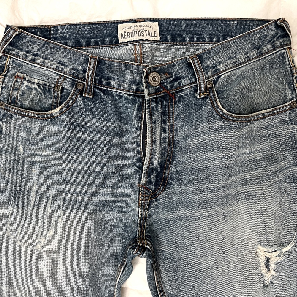 Aeropostale Men’s Slim Bootcut Distressed Jeans